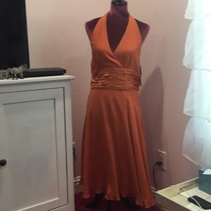 Silky burnt orange cocktail cruise dress 12